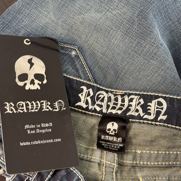 Rawkn Y2K Jeans Womens 29 Skull Studded Low Rise Skater Key Closet Vintage NEW - Picture 3 of 14